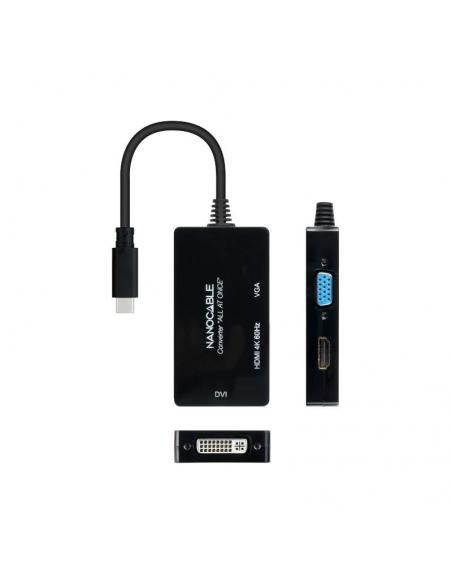 Nanocable Conversor USB-C a HDMI/DVI/VGA 20 cm