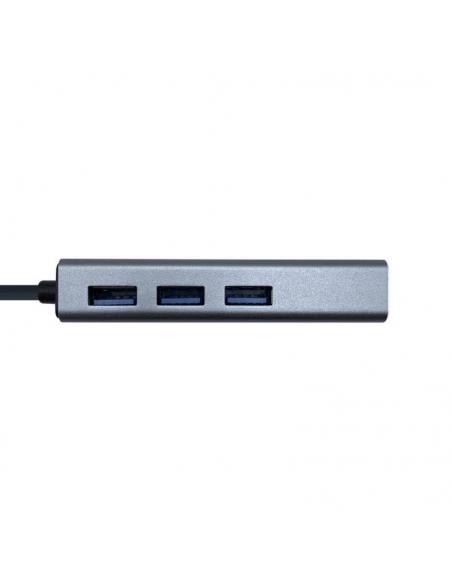 Aisens Conversor USB 3.0 Ethernet + 3 usb3.0 gris