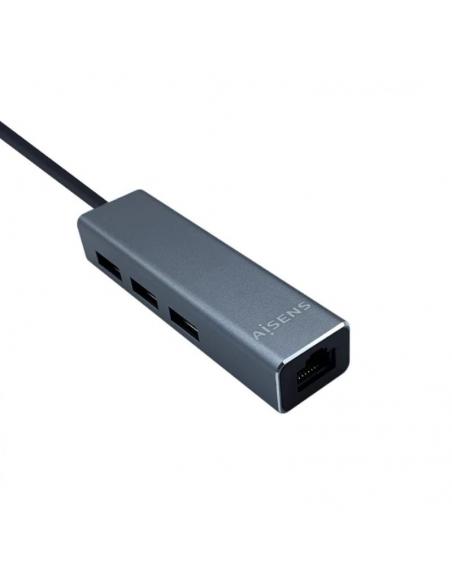 Aisens Conversor USB 3.1 Ethernet + 3 USB3.0 gris