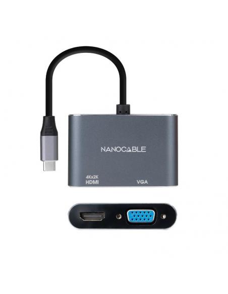 Nanocable Conversor USB-C/M a HDMI-VGA/H 15 cm
