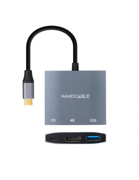 Nanocable Conversor USB-C a HDMI/USB3.0/PD 15 cm