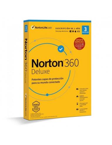 NORTON 360 Deluxe 25GB ES 1us 3 dispositivos 1A