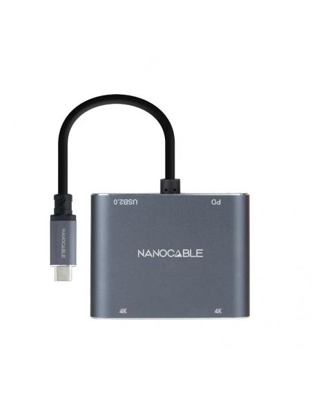 Nanocable Converosr USB-C a 2xHDMI/USB2.0/PD