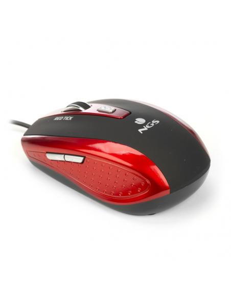 NGS Red Tick ratón óptico 1600dpi USB Rojo