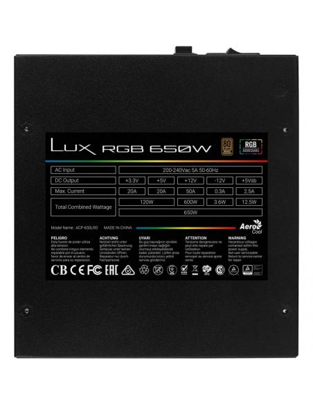 Aerocool Fuente lux rgb 650 atx mod. psu 80+230v
