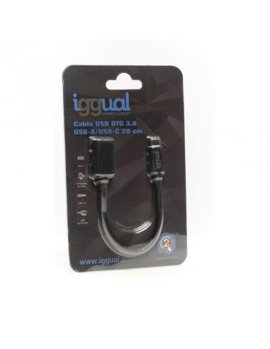 iggual Cable USB OTG 3.0 USB-A/USB-C 20 cm negro