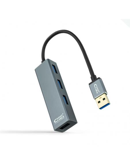 Nanocable Hub USB 3.0 4 x USB 3.0 10cm. Gris